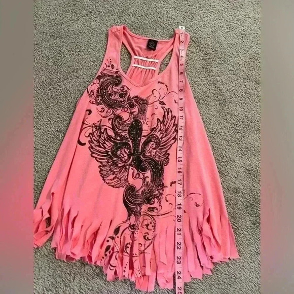 Couture Pink Women’s Tank Top With Fringe size Small - Picture 5 of 6